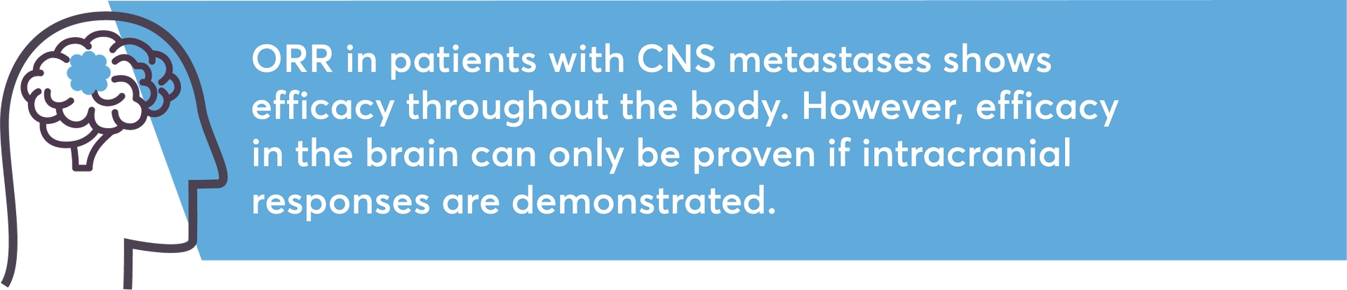 ORR in patients with CNS metastases shows efficacy thoughout the body. However, efficacy in the brain can only be proven if intracranial responses are demonstrated.