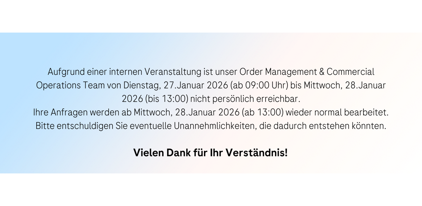 DE-Banner Verfügbarkeit Order Management während JAT