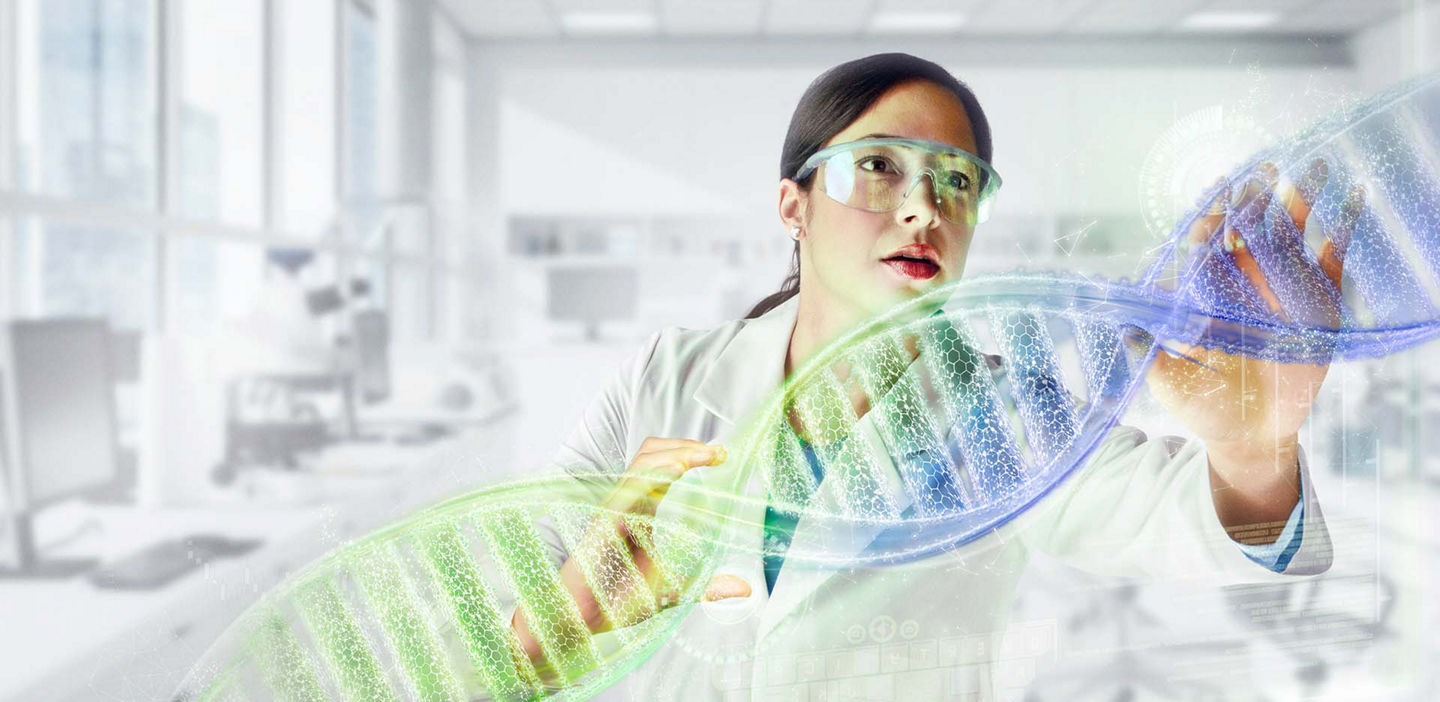 Close up of a Lab scientist's face