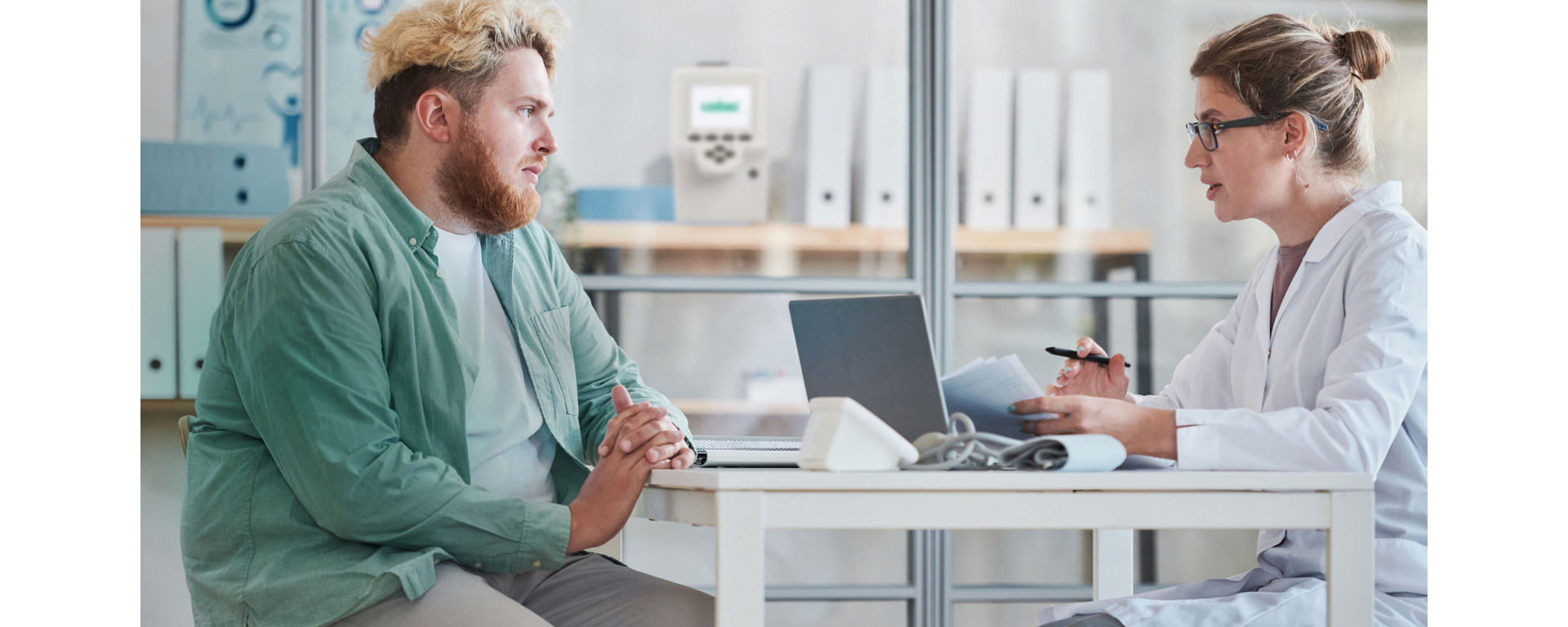 Physician consulting a patient following STI testing of CT, NG, and MGon the cobas Liat system