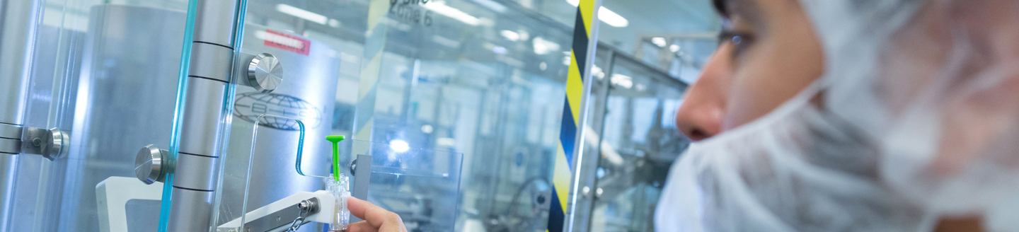 Scientist working inside a Roche research and development lab