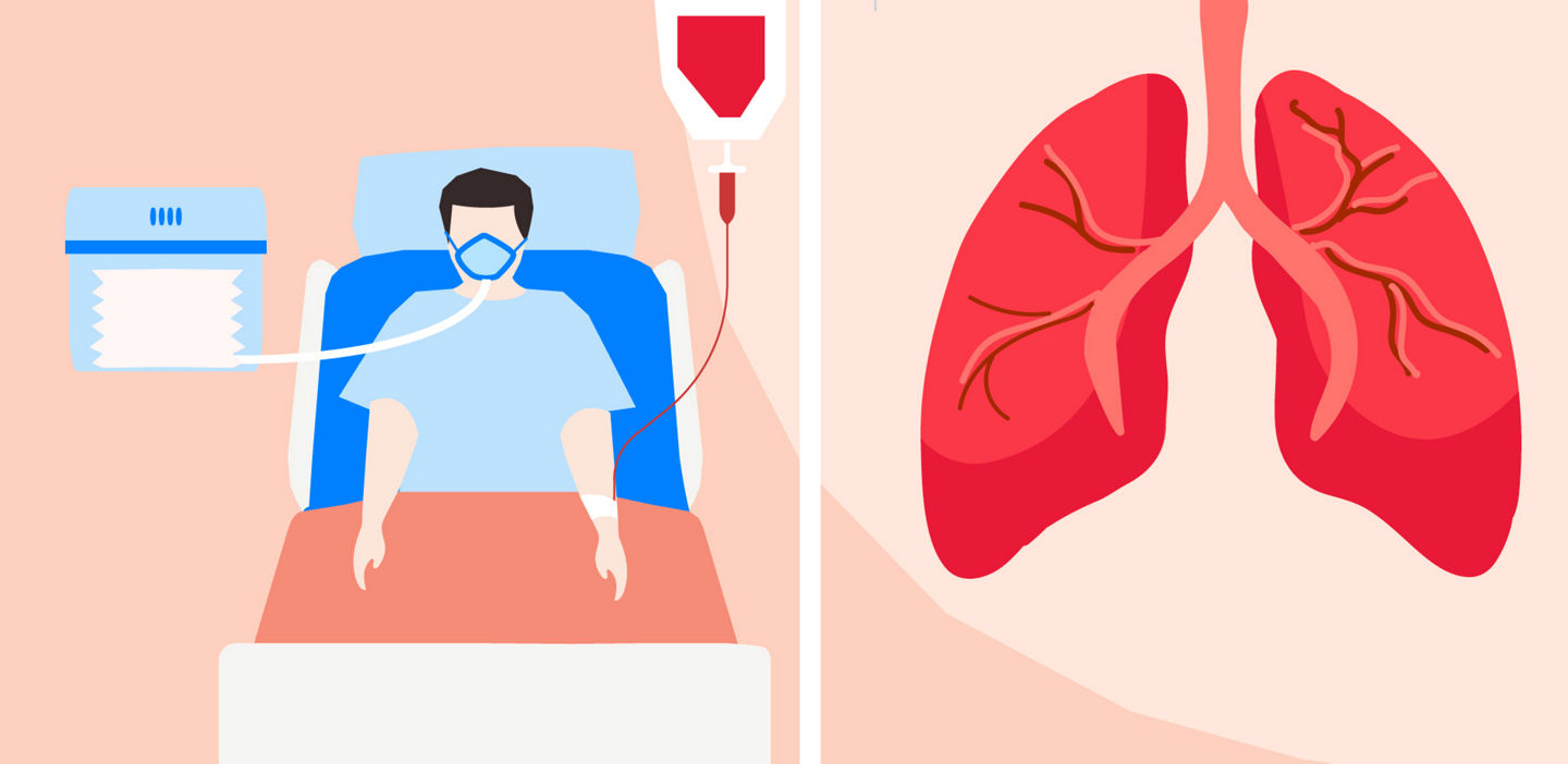 illustration of a heart patient in a hospital bed awaiting test results