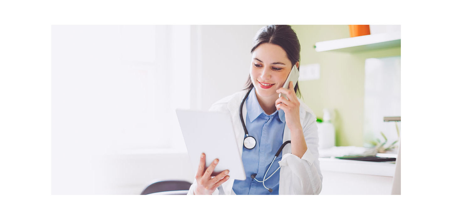 Lab professional talking on the phone