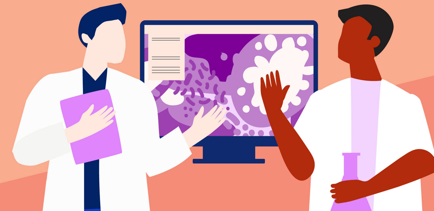 illustration of lab professionals collaborating