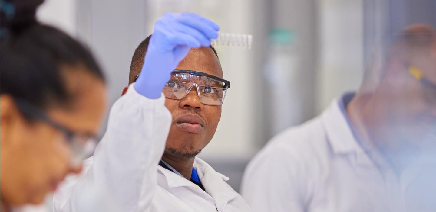 lab technician examining a sample